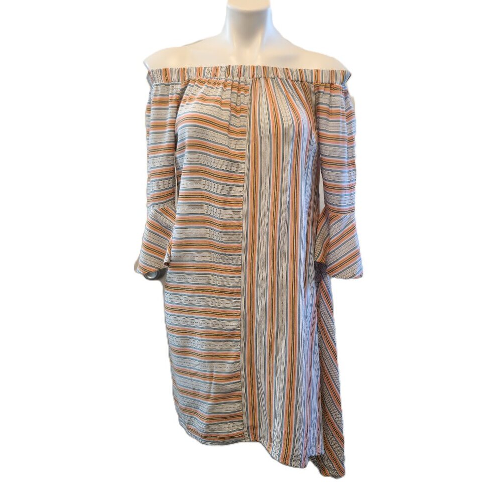 ❤️ 4/$20 Cato off-shoulder dress Women's small Striped asymmetrical flowy cute